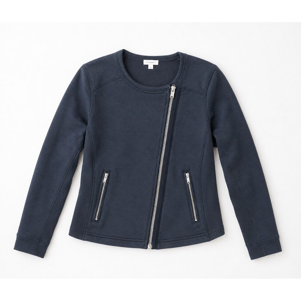 GAP Womens Jacket Large Blue Asymmetrical Zip Thick Preppy Classic